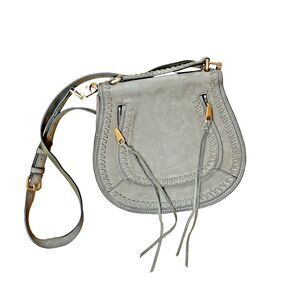 EUC Rebecca Minkoff Grey Vanity Large Saddle Bag Handbag Purse Crossbody